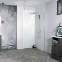 Roman Showers Select 200 Matt Black Pivoting Deflector Panel 243mm Width (10mm Glass)