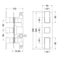 Liberty Crystal Concealed Shower Valve 3 Way Diverter - Three Outlet - Sagittarius