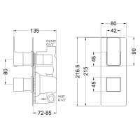 Vema Timea Black Two Outlet Thermostatic Valve