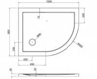 Zamori Anti-Slip Offset Quadrant - 1000 x 800 - Left Hand Shower Tray - Z1199A 