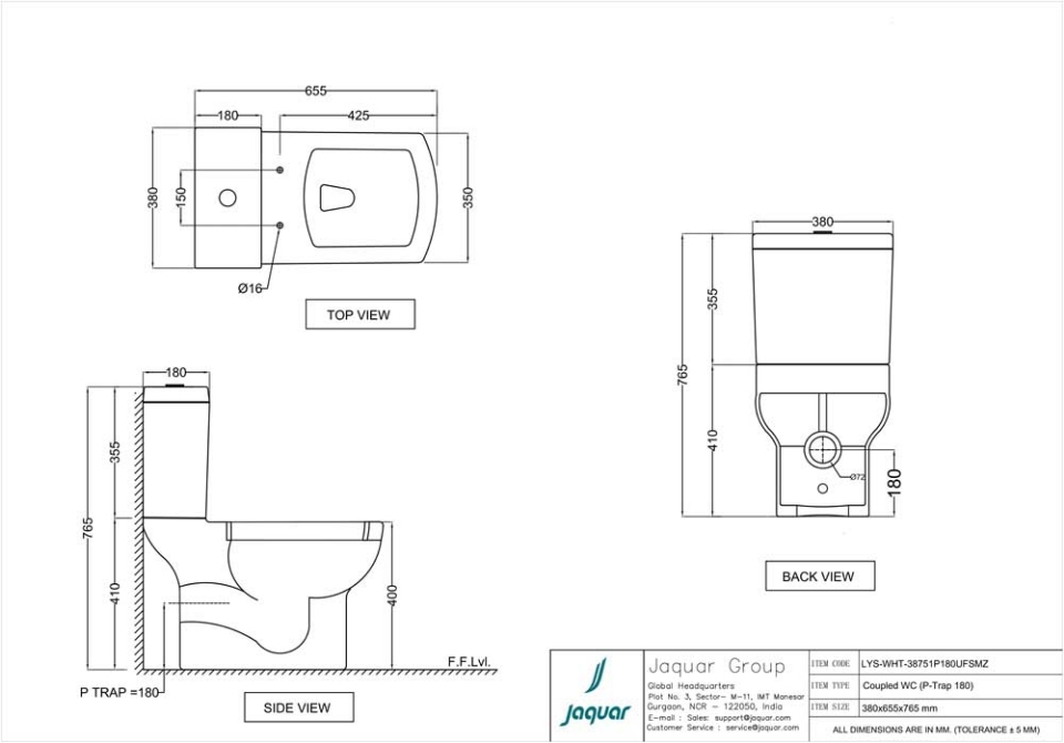 Jaquar Lyric Bowl With Cistern For Coupled WC With Soft Close Slim Seat
