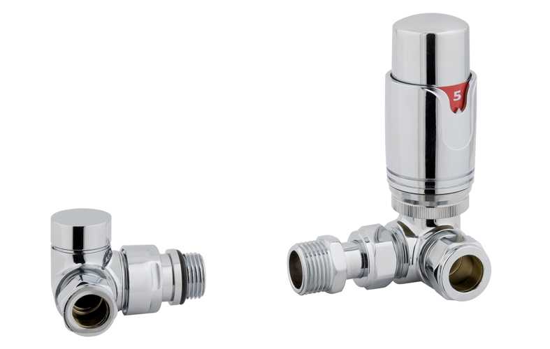 Eastbrook Corner Chrome Thermostatic Radiator Valves TRV Inc Lockshield