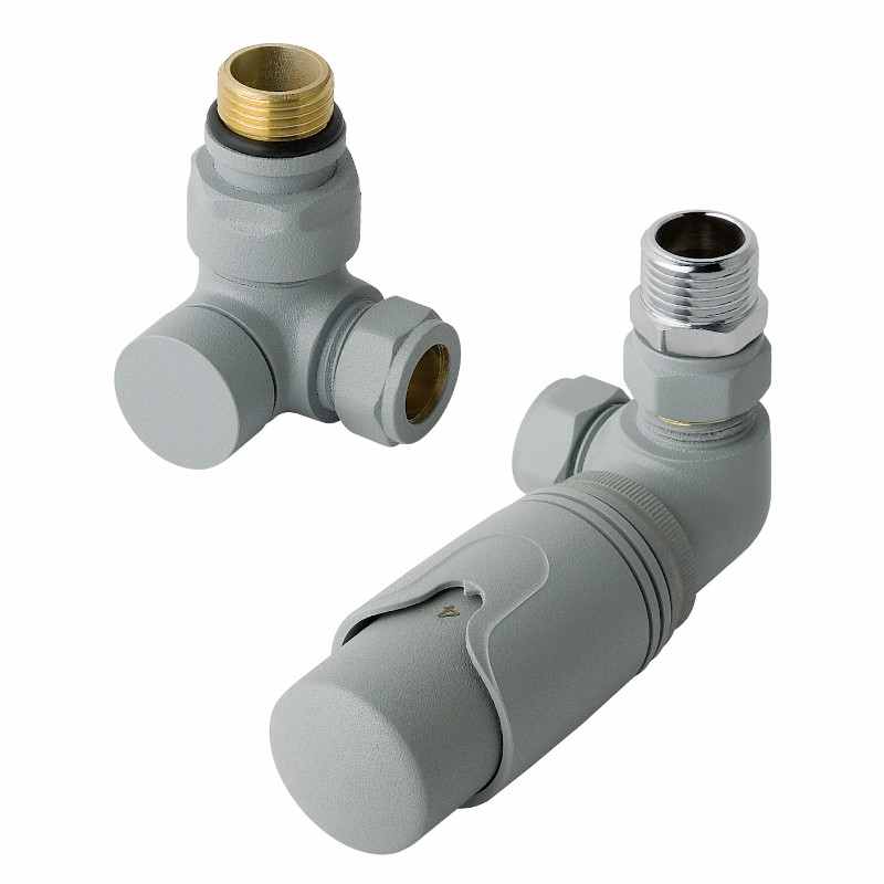 Eastbrook Corner Grey Thermostatic Radiator Valves TRV Inc Lockshield