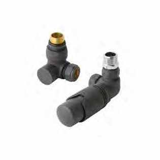 Eastbrook Corner Thermostatic Radiator Valves TRV - Black - Inc Lockshield