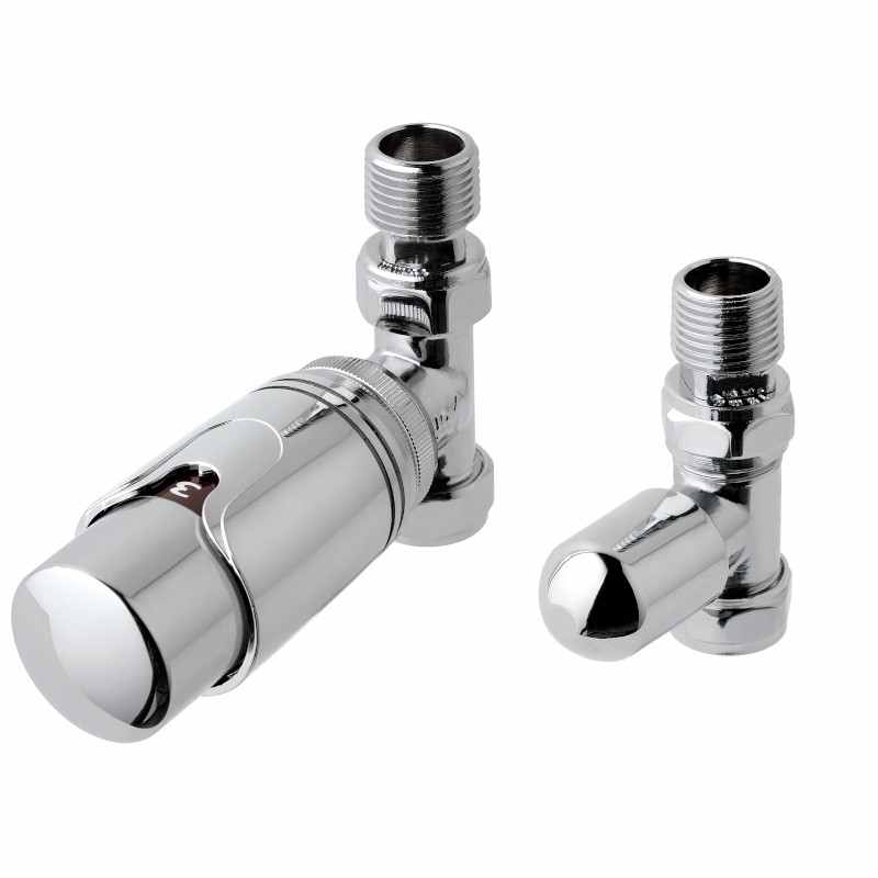 Eastbrook Straight Chrome Thermostatic Radiator Valves TRV - Set