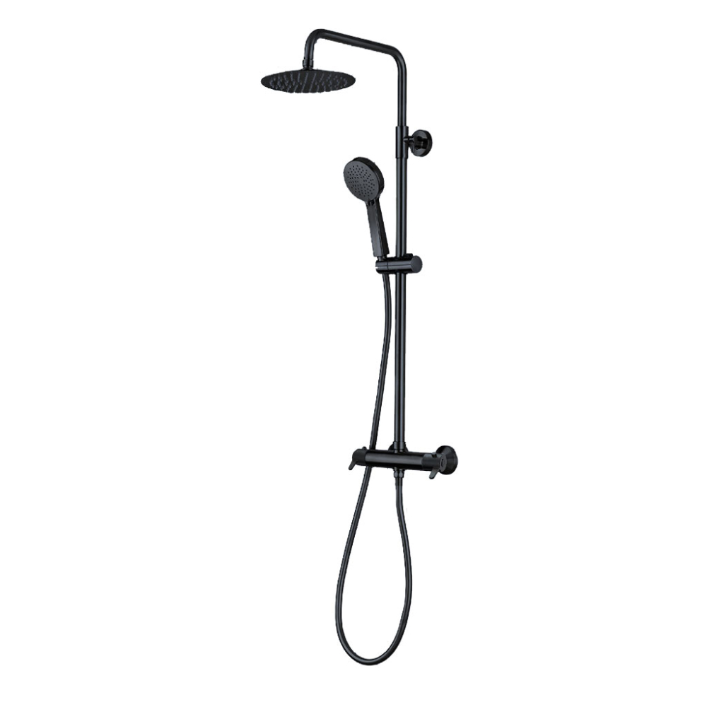 Spey Lever Black Dual Head Thermostatic Shower Kit - Highlife Bathrooms