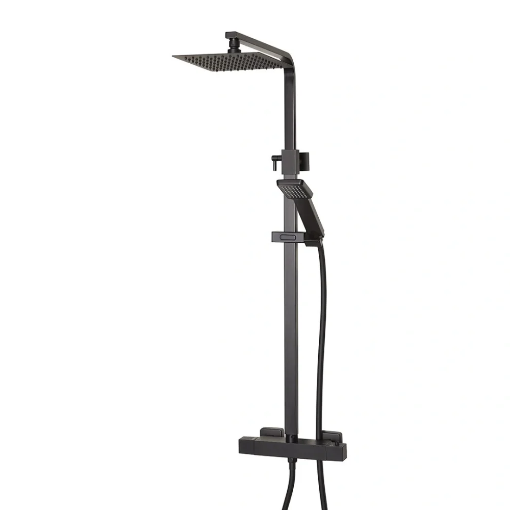 Highlife Bathrooms Orkney Series 2 Black Square Dual Head Shower Kit