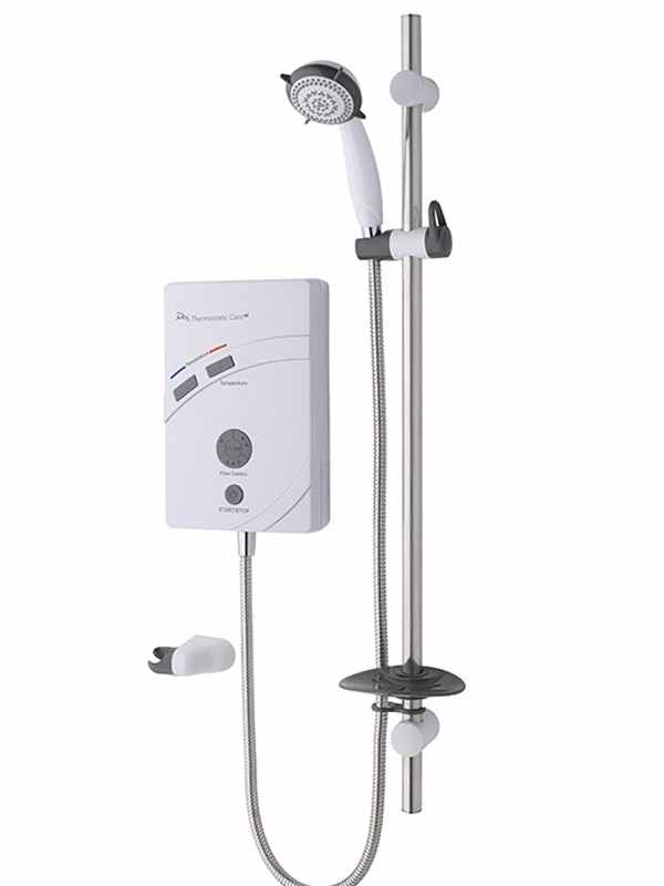 MX Thermostatic Care QI Electric Shower - White & Chrome - 8.5kw