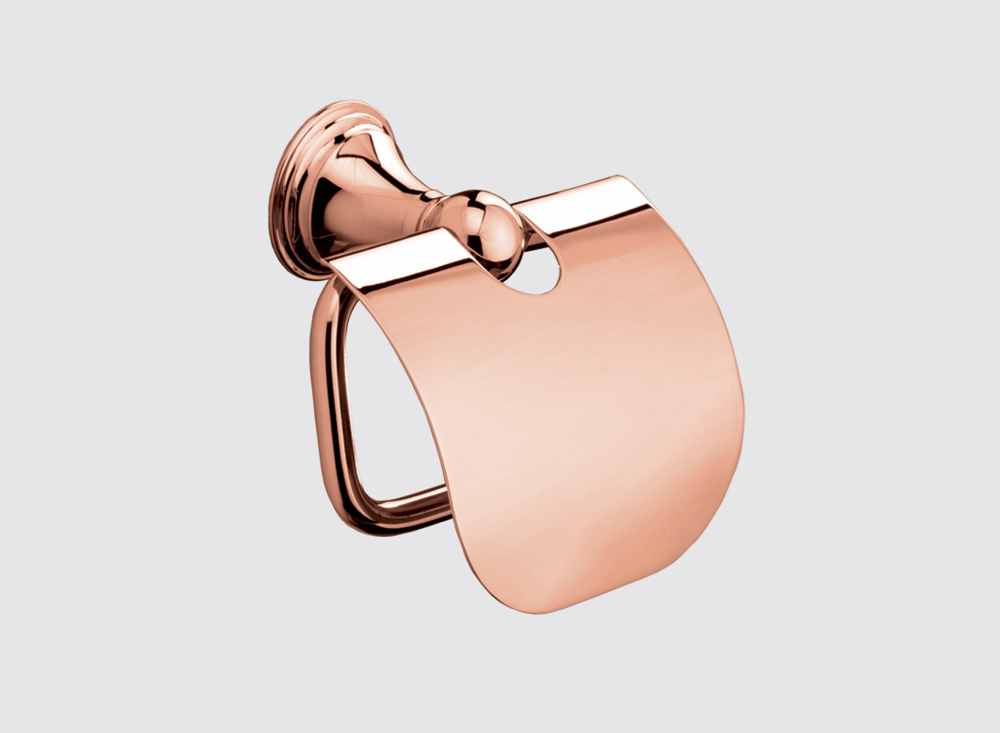 Genoa Toilet Roll Holder with Flap - Rose Gold - Bathroom Origins