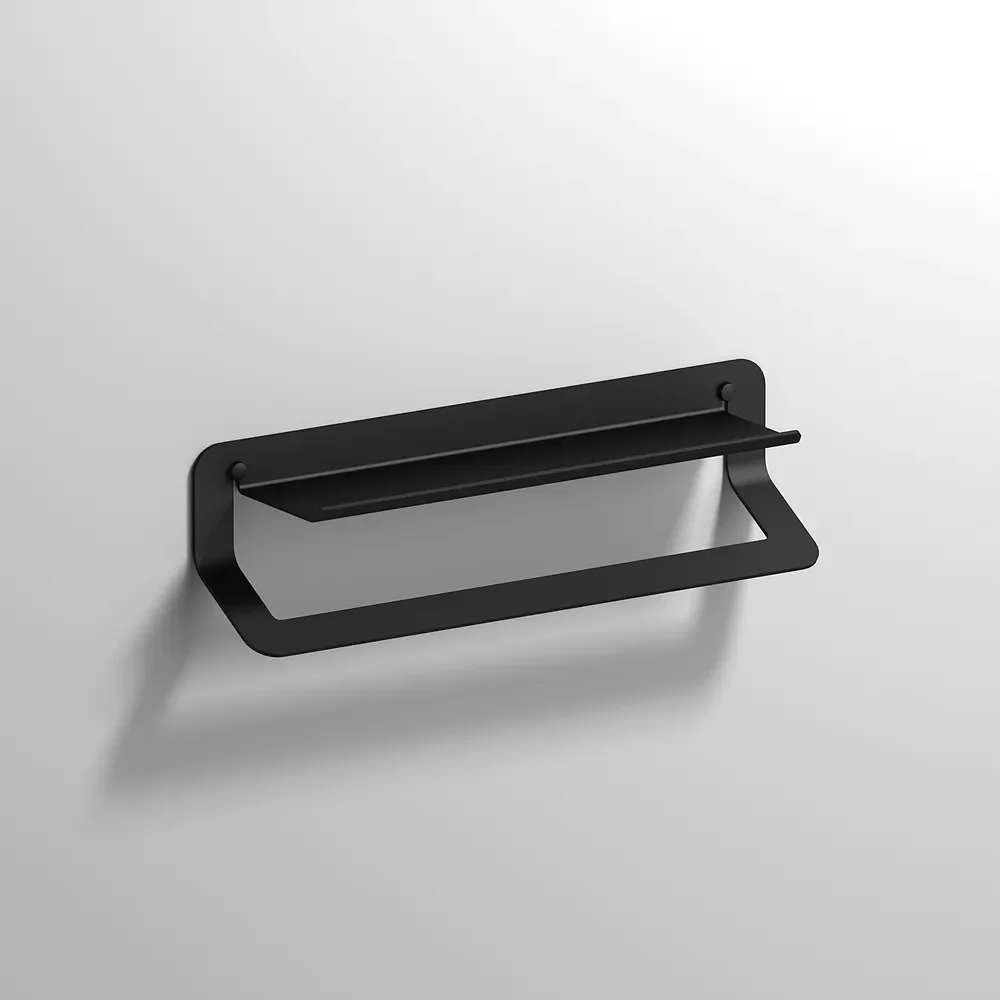 Origins Living Quick Matt Black Shelf with Towel Rail