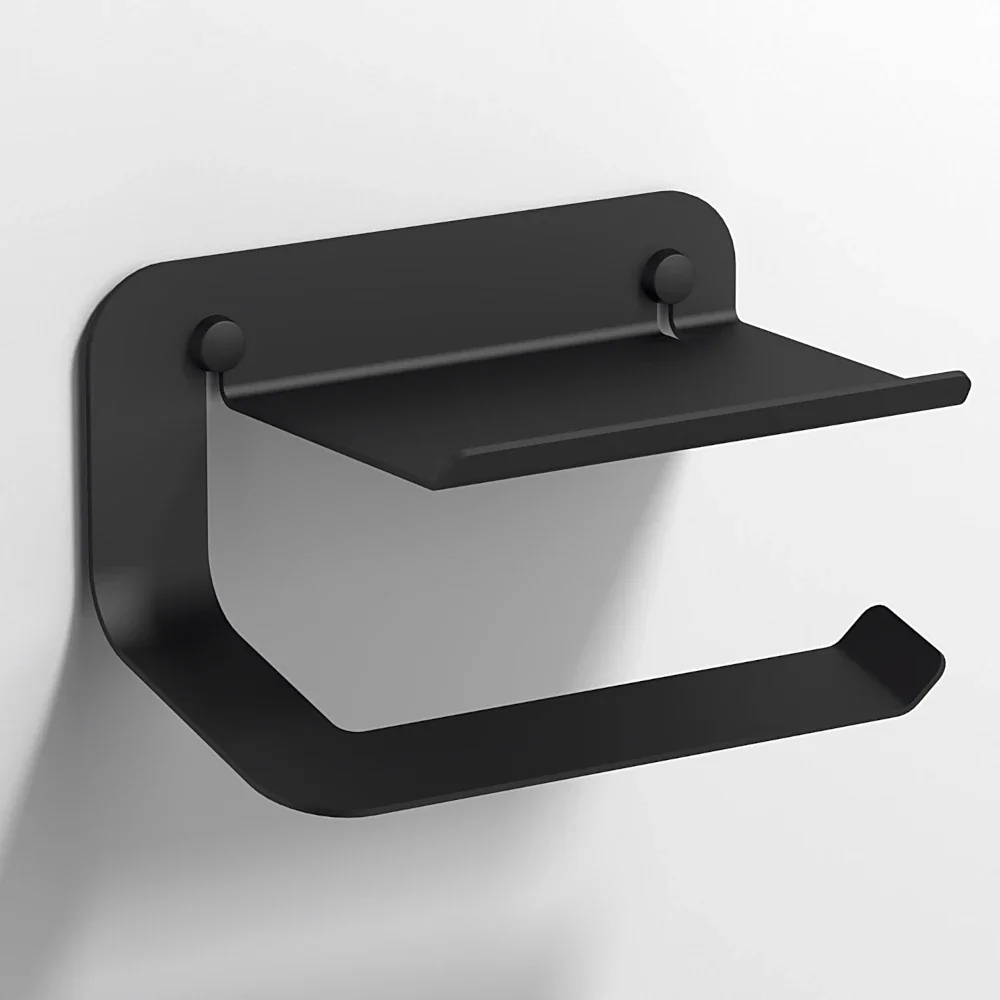 Origins Living Quick Matt Black Roll Holder with Shelf