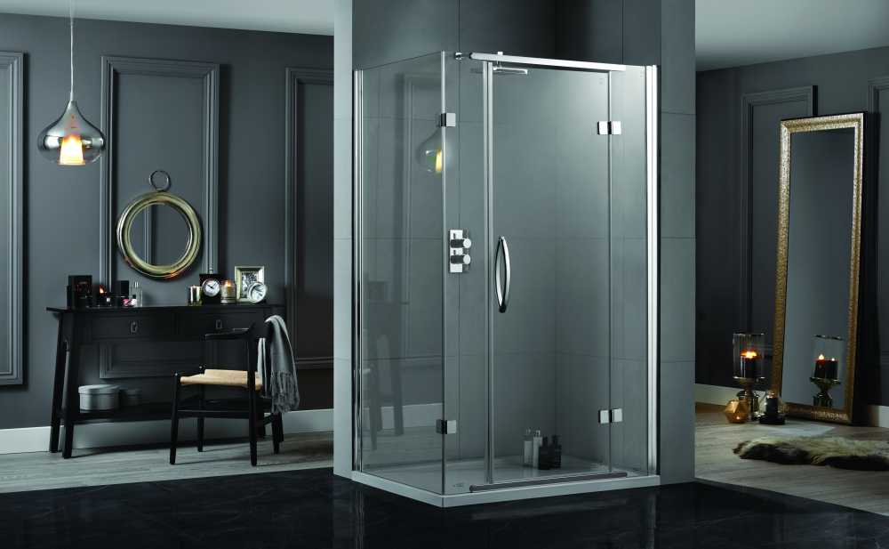 1200 x 900mm - Inline 2 Sided Hinge Door Shower Enclosure with Side Panel - Aquadart