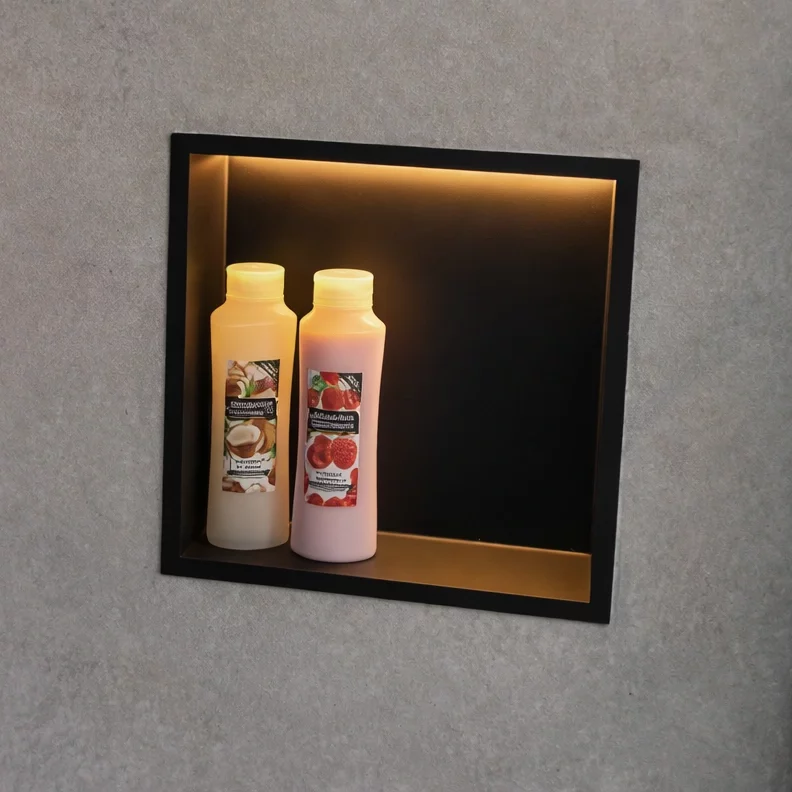 Stellniche Matt Black 300 x 300 Wall Niche With LED Light