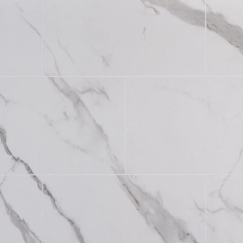 Matt Carrara Marble Tile MEGAboard Grout Line 1m Wide PVC Wall Panels