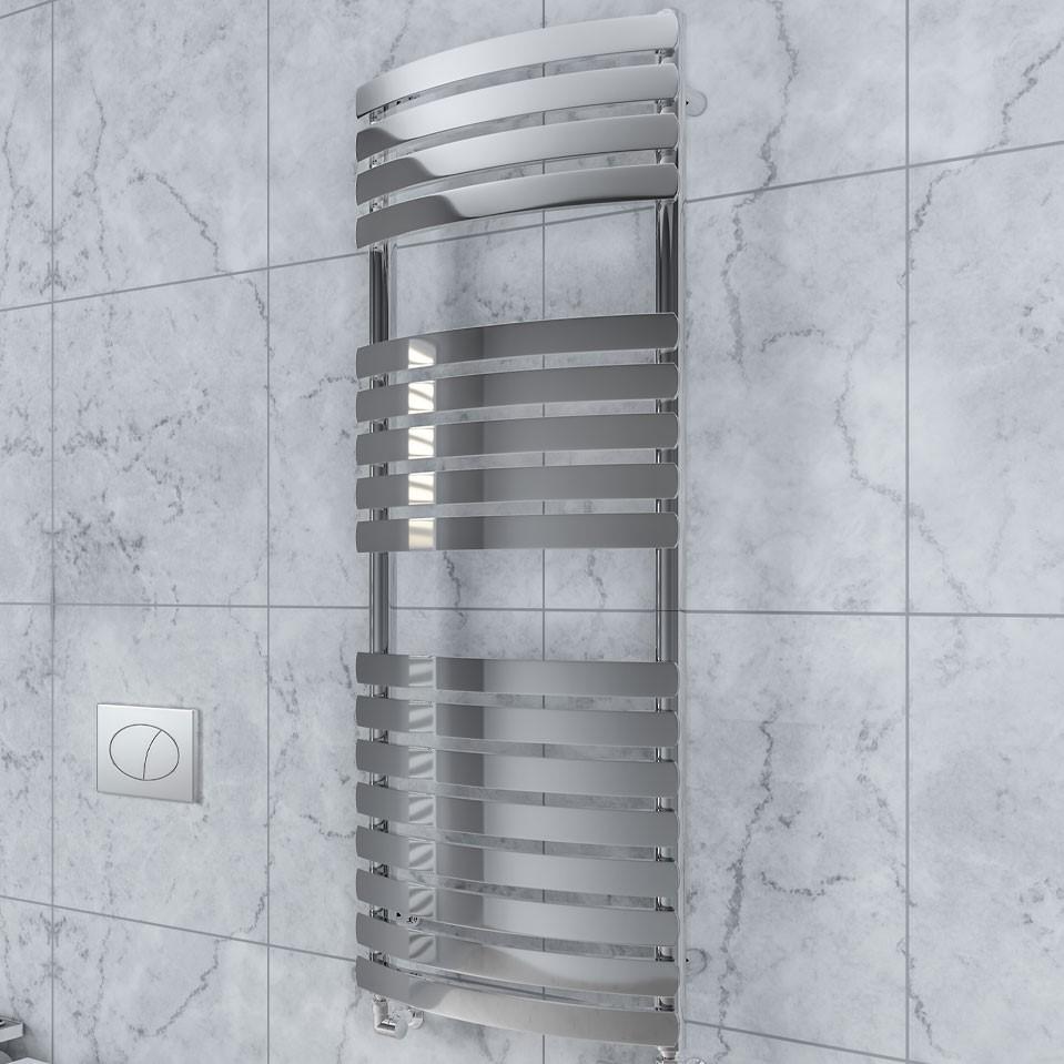 Eastbrook Staverton 1200 x 500mm Curved Chrome Designer Towel Rail