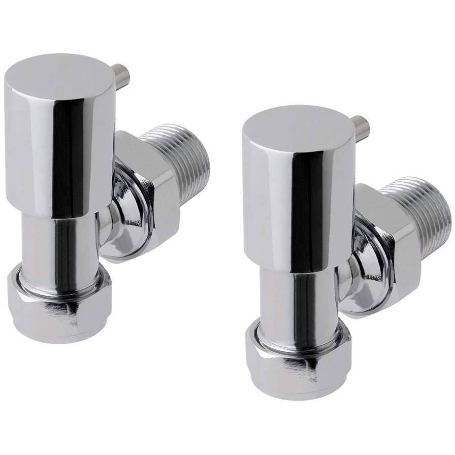 Minimalist Angled Radiator Valves in Chrome