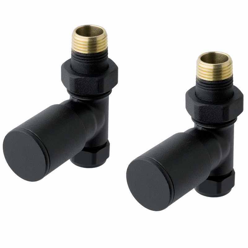 Eastbrook Straight Black Radiator Valves - Pair