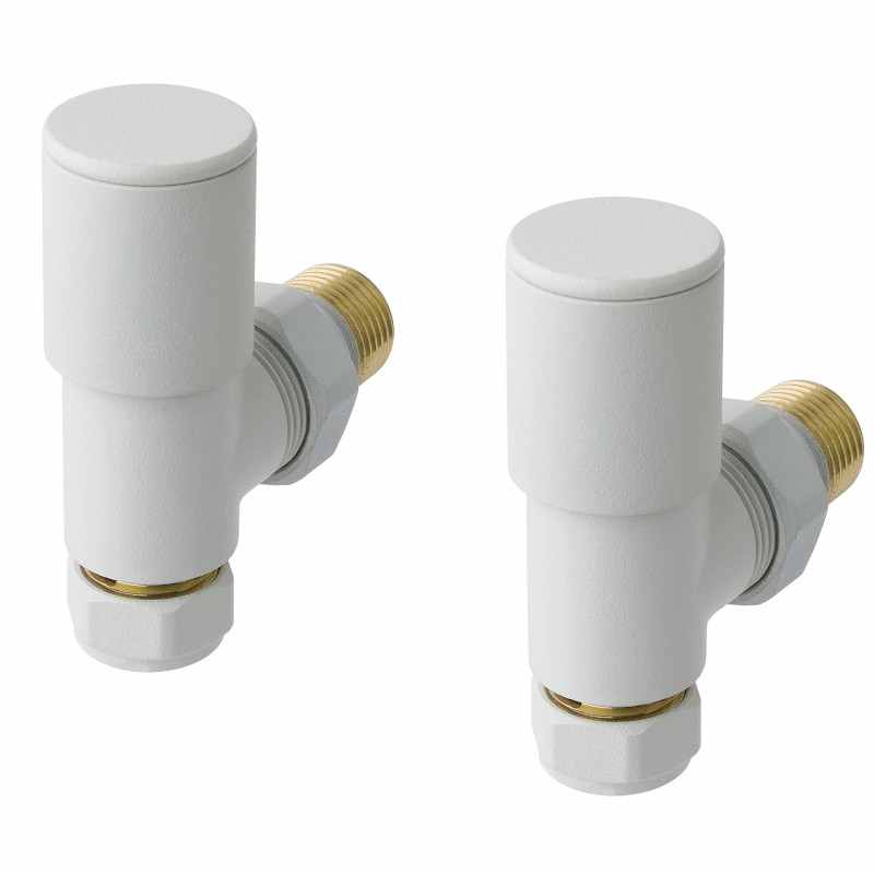 Eastbrook Angled Matt White Radiator Valves - Pair