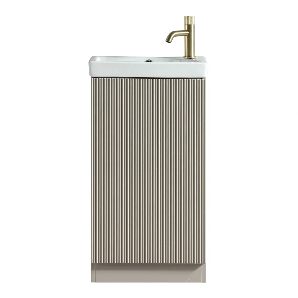 Flauto Mini 460mm Soft Coffee Floor Standing Fluted Cloakroom Vanity Basin Unit
