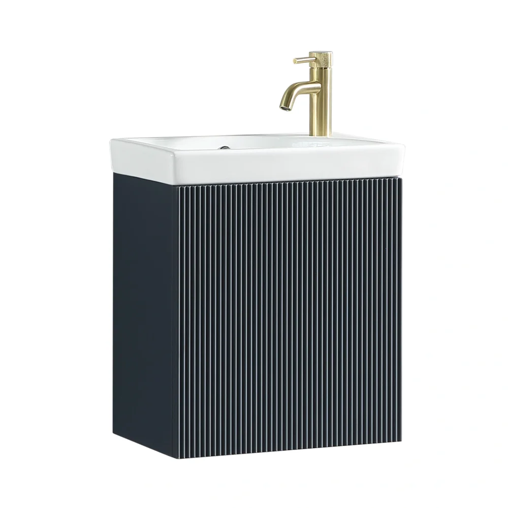 Flauto Mini 460mm Midnight Shadow Wall Hung Fluted Cloakroom Vanity Basin Unit