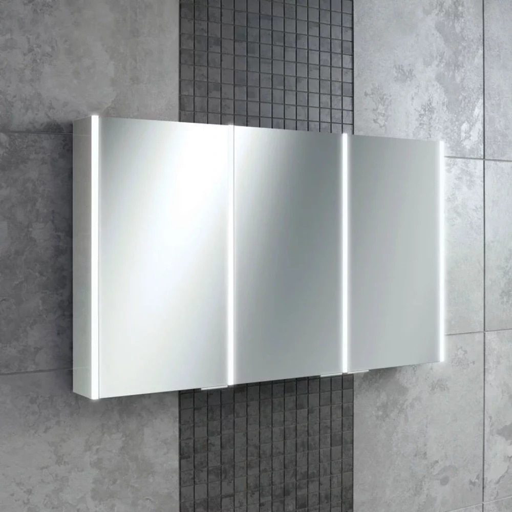 hib Xenon 120 LED Aluminium Triple Mirror Cabinet