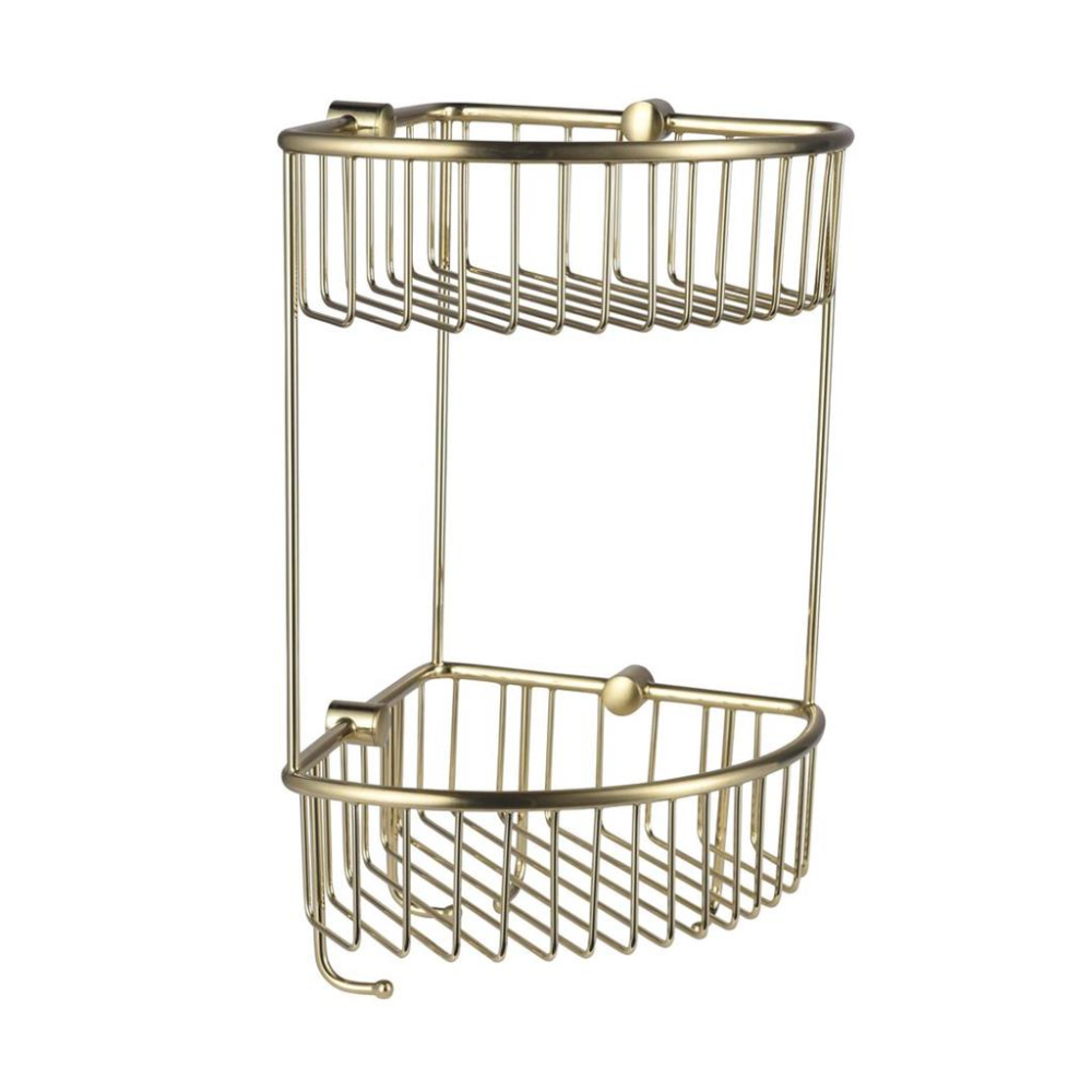 Eastbrook Brushed Brass Large Double Corner Shower Basket