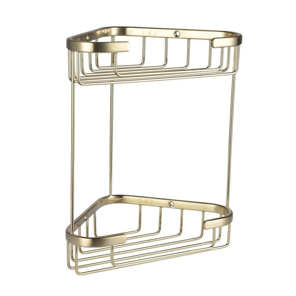 Eastbrook Brushed Brass Double Corner Shower Basket