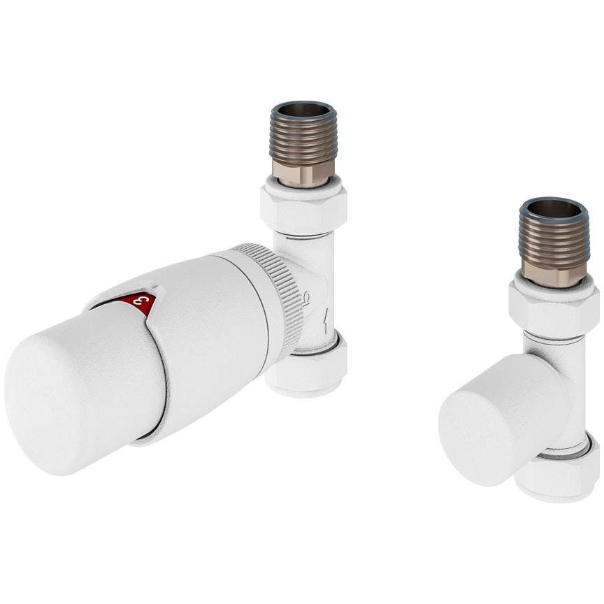 Darlington Straight Designer TRV with Lockshield 15mm Matt White