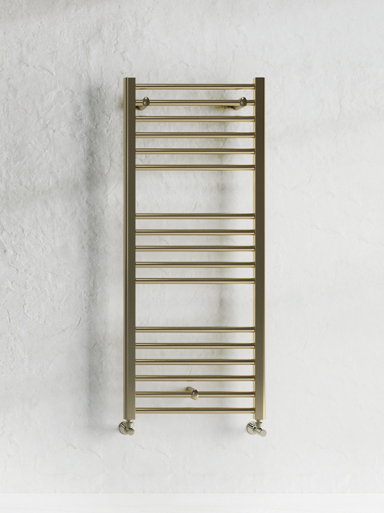 Gio Brushed Brass Bathroom Towel Radiator 1200 x 600mm