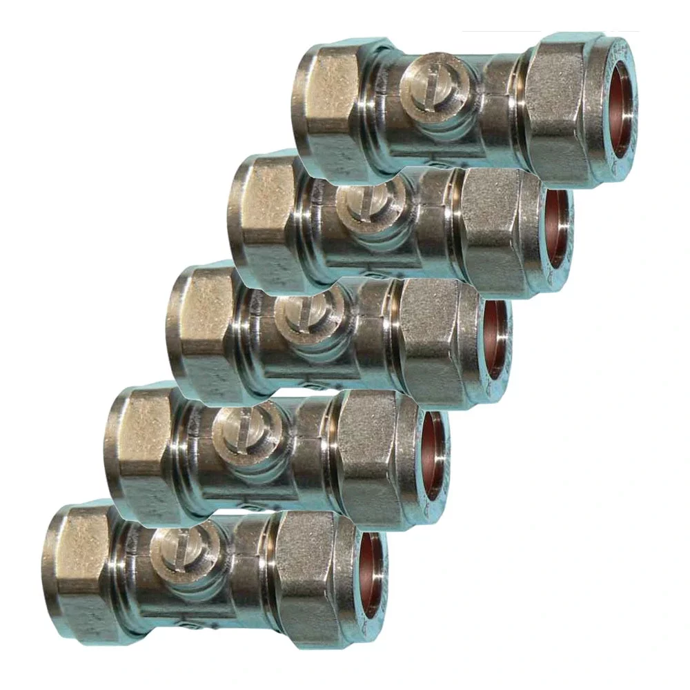 22mm Chrome Plated Brass Isolating Valve - 5 Pack