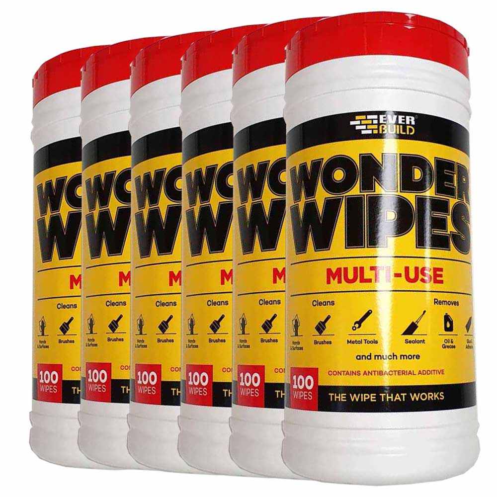 6 x Everbuild Wonder Wipes - Multipack - 100 Wipes Per Tub