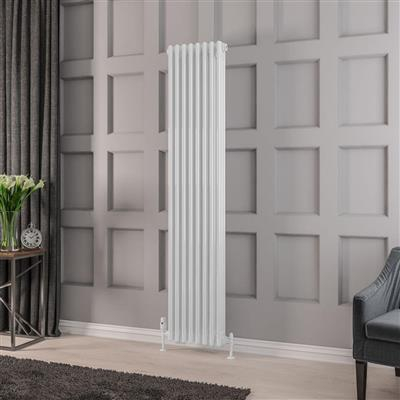 Eastbrook Rivassa 3 Column Radiator in Gloss White - 1800 x 383mm