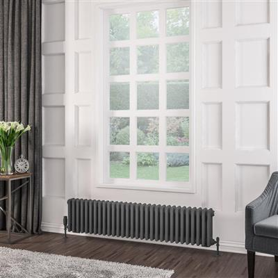 Eastbrook Rivassa 3 Column Radiator in Matt Anthracite - 300 x 1373mm