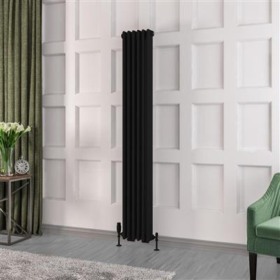 Eastbrook Rivassa 3 Column Radiator in Matt Black - 1800 x 293mm