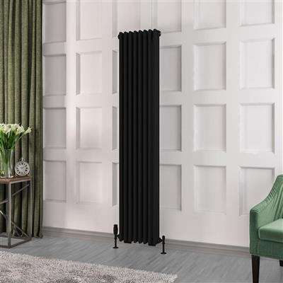 Eastbrook Rivassa 3 Column Radiator in Matt Black - 1800 x 383mm