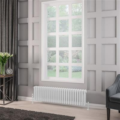 Eastbrook Rivassa 3 Column Radiator in Gloss White - 300 x 1373mm