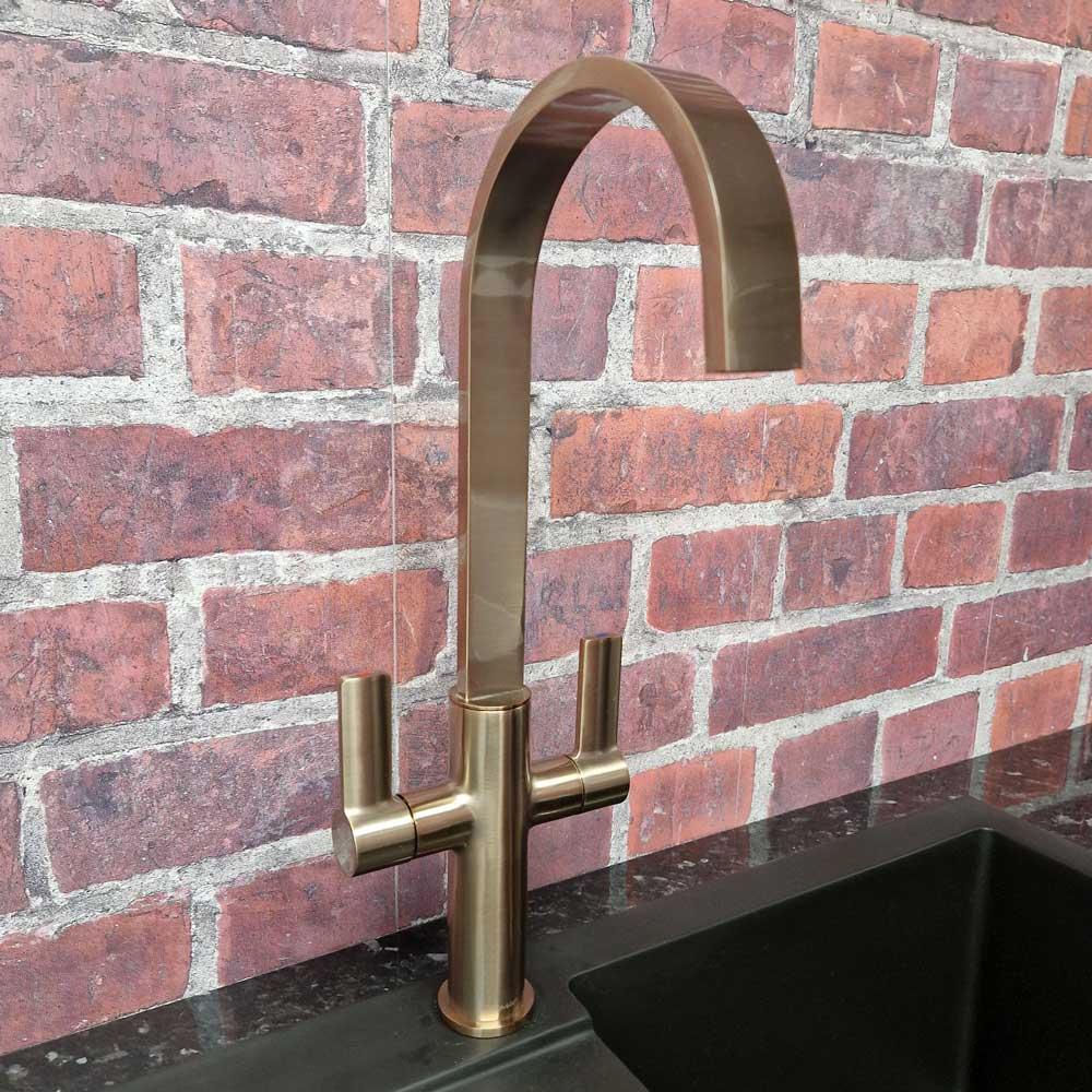 Jeroni Swept Antique Brass Kitchen Mixer Tap Francis Pegler Comap