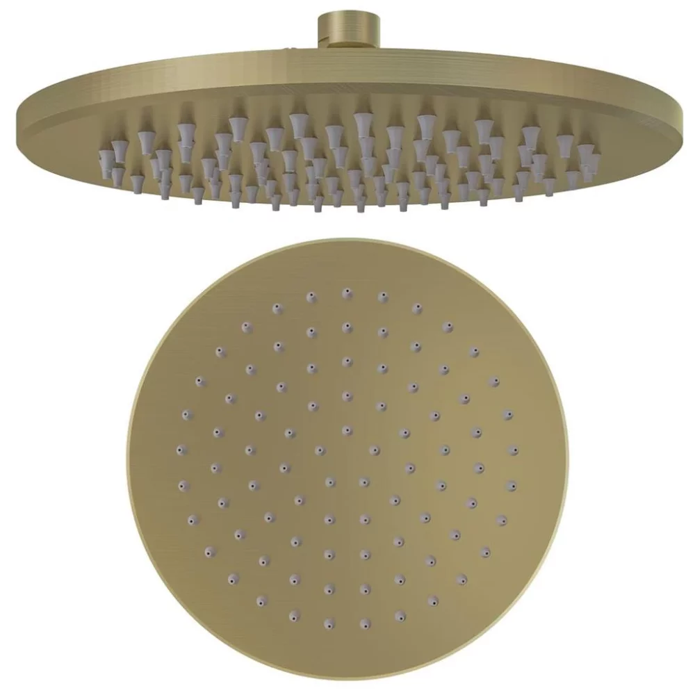 Meriden 12" (300mm) Brushed Brass Round Easy Clean Shower Head