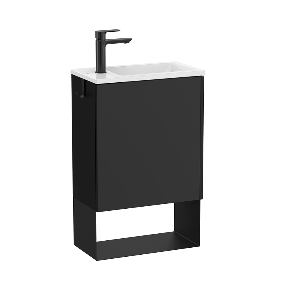 Roca Matt Black Mini Pro 465mm Washbasin and Vanity Unit