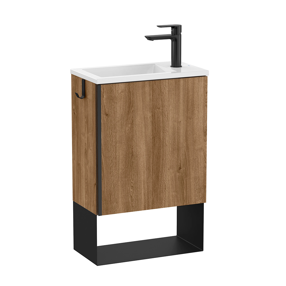 Roca Western Oak Mini Pro 465mm Washbasin and Vanity Unit