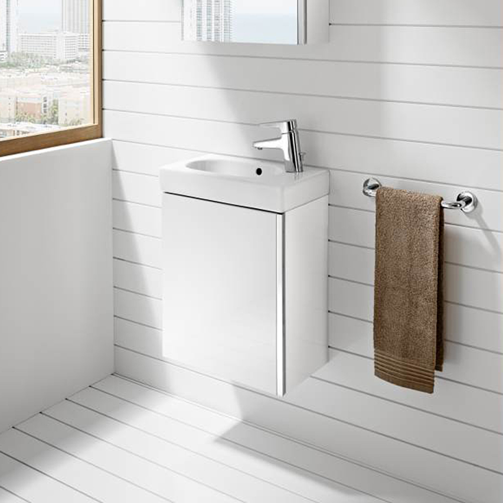 Roca Mini Pro 465mm Washbasin and Vanity Unit - Gloss White