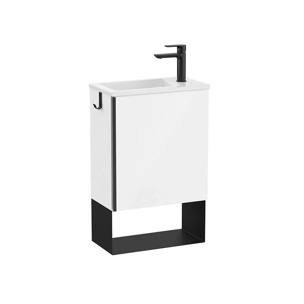 Roca Gloss White Mini Pro 465mm Washbasin and Vanity Unit