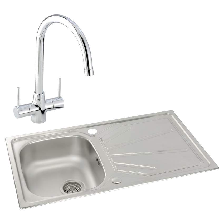 Abode Trydent 1 Bowl Inset Stainless Steel Sink & Nexa Tap Pack