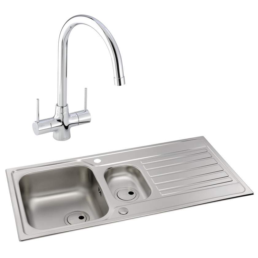 Abode Connekt 1.5 Bowl Inset Stainless Steel Kitchen Sink & Nexa Tap