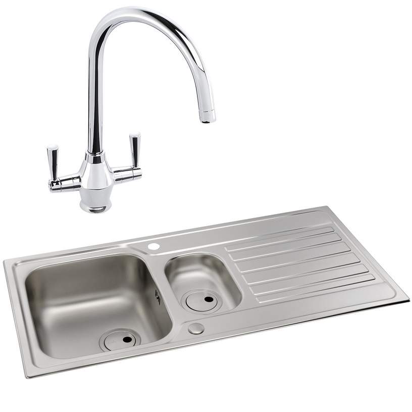 Abode Connekt 1.5 Bowl Inset Stainless Steel Kitchen Sink & Astral Tap