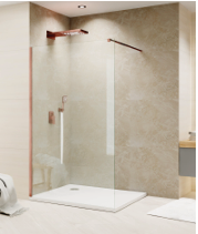 Jaquar 1000MM Width & 2000MM Height Walk In Shower Screen In Clear Glass With Antique Copper Frame  