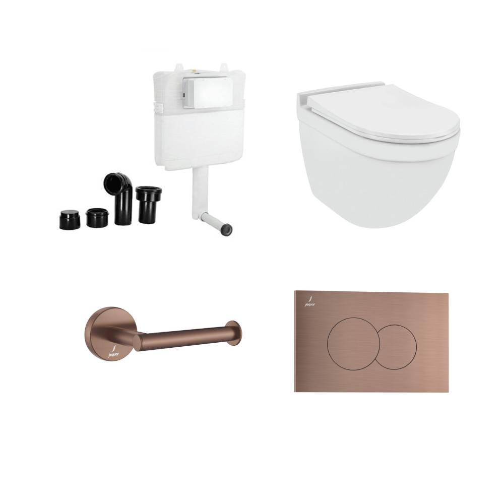 Jaquar Solo Wall Hung Toilet With Slim Cistern & Antique Copper Accessories