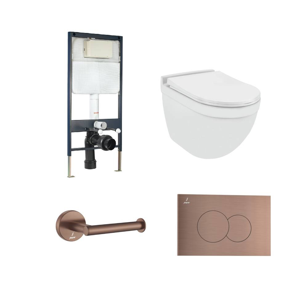 Jaquar Solo Wall Hung Toilet Bundle With Antique Copper Fittings