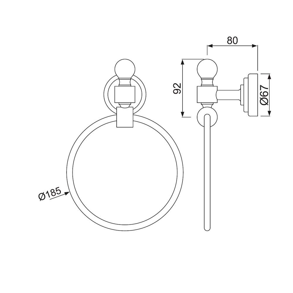 Jaquar Queen's Collection Chrome Round Towel Ring, AQNCHR7721