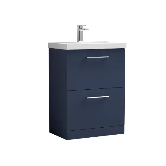 Nuie Arno 600mm Midnight Blue Floor Standing 2 Drawer Vanity Unit